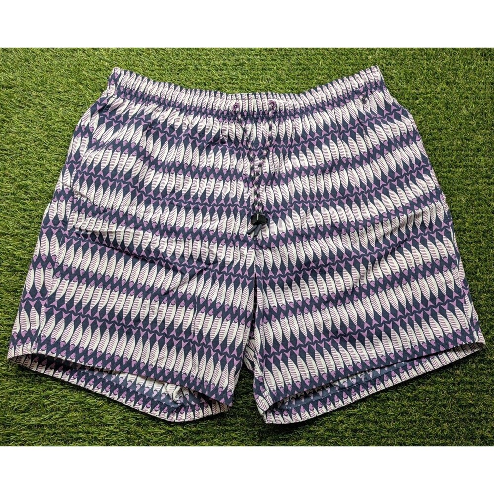 Eddie Bauer Swim Shorts Size XL Athletic Purple Fish Print